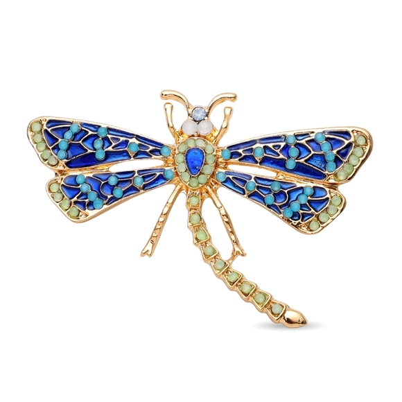 Dragonfly Brooch, gift boxed for Mom. Austrian Crystals & Enamel. - Picture 2 of 6